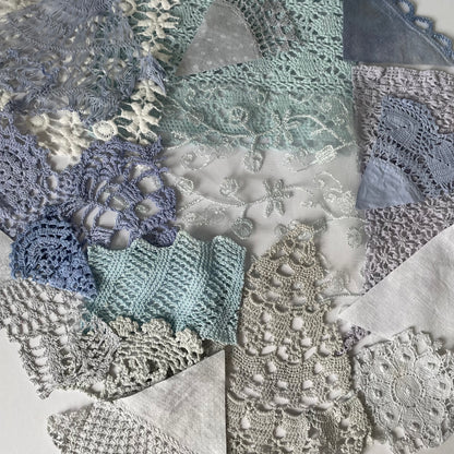 Hand-Dyed Vintage Textile Pack No.1 — Blue, Grey and White