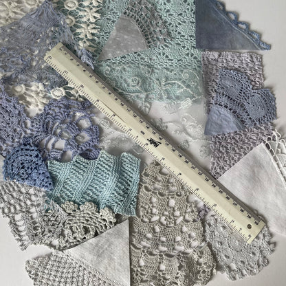 Hand-Dyed Vintage Textile Pack No.1 — Blue, Grey and White