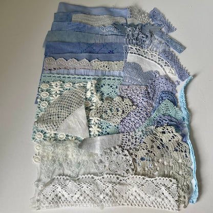Hand-Dyed Vintage Textile Pack No.1 — Blue, Grey and White
