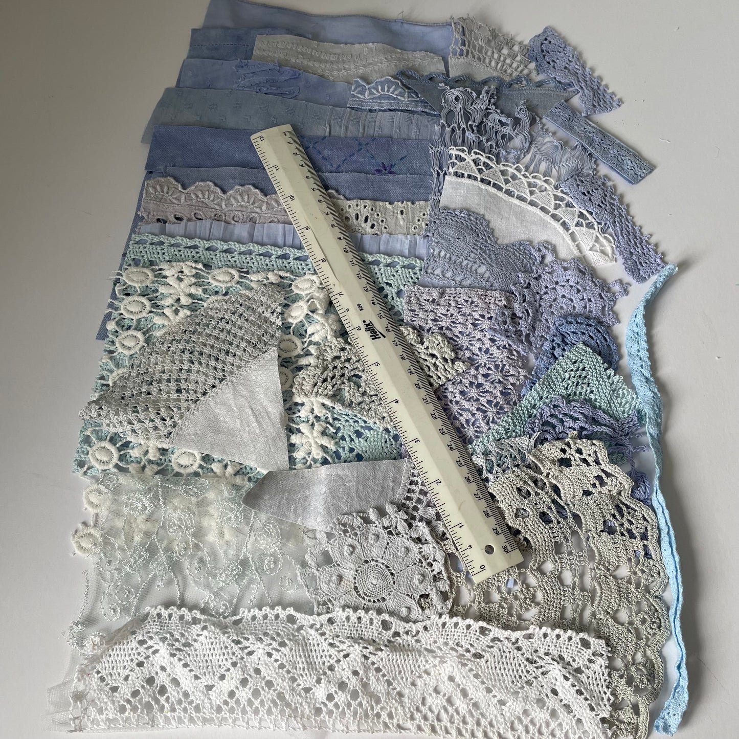Hand-Dyed Vintage Textile Pack No.1 — Blue, Grey and White