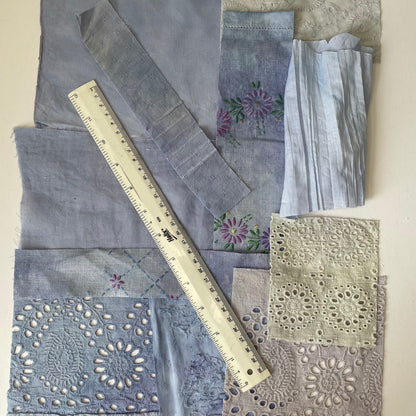 Hand-Dyed Vintage Textile Pack No.3 — Blue, Grey and White