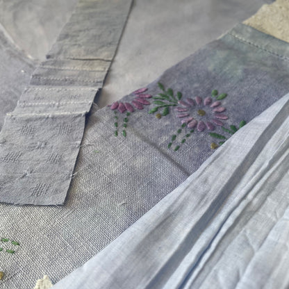 Hand-Dyed Vintage Textile Pack No.3 — Blue, Grey and White