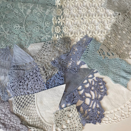 Hand-Dyed Vintage Textile Pack No.3 — Blue, Grey and White