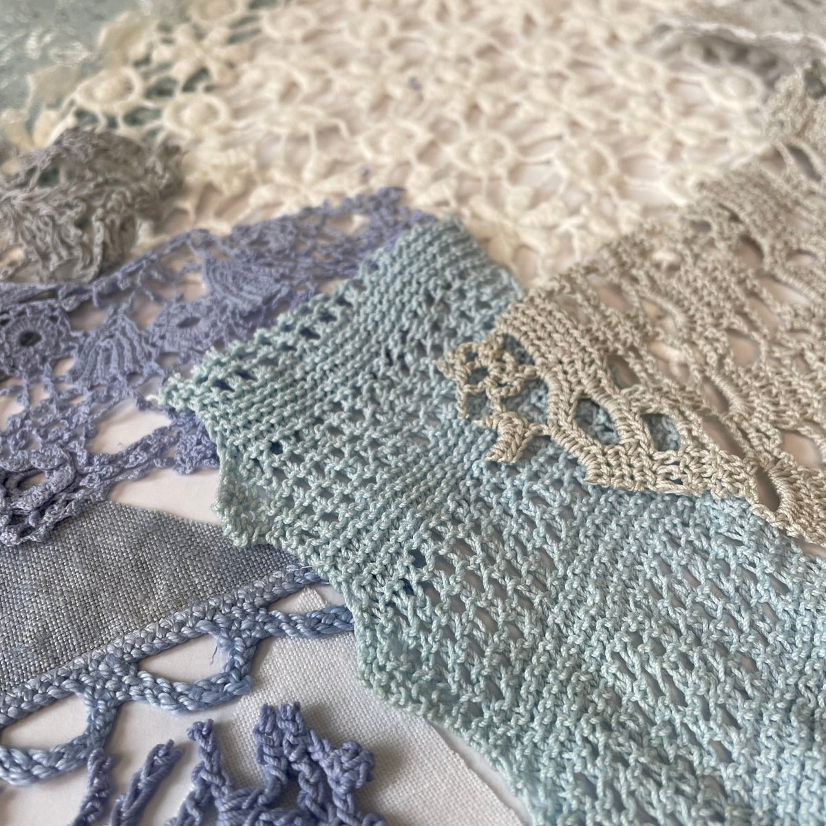 Hand-Dyed Vintage Textile Pack No.3 — Blue, Grey and White