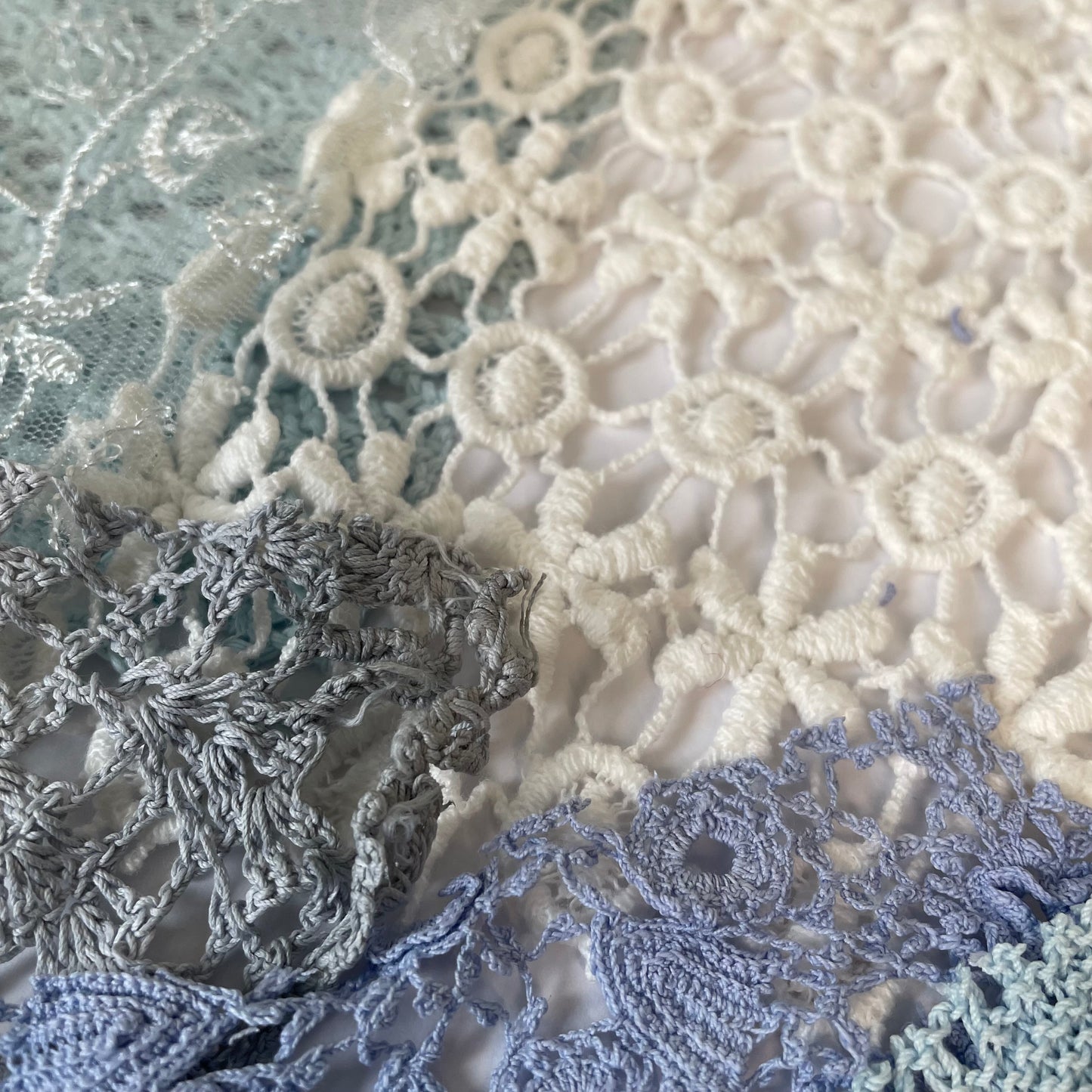 Hand-Dyed Vintage Textile Pack No.3 — Blue, Grey and White
