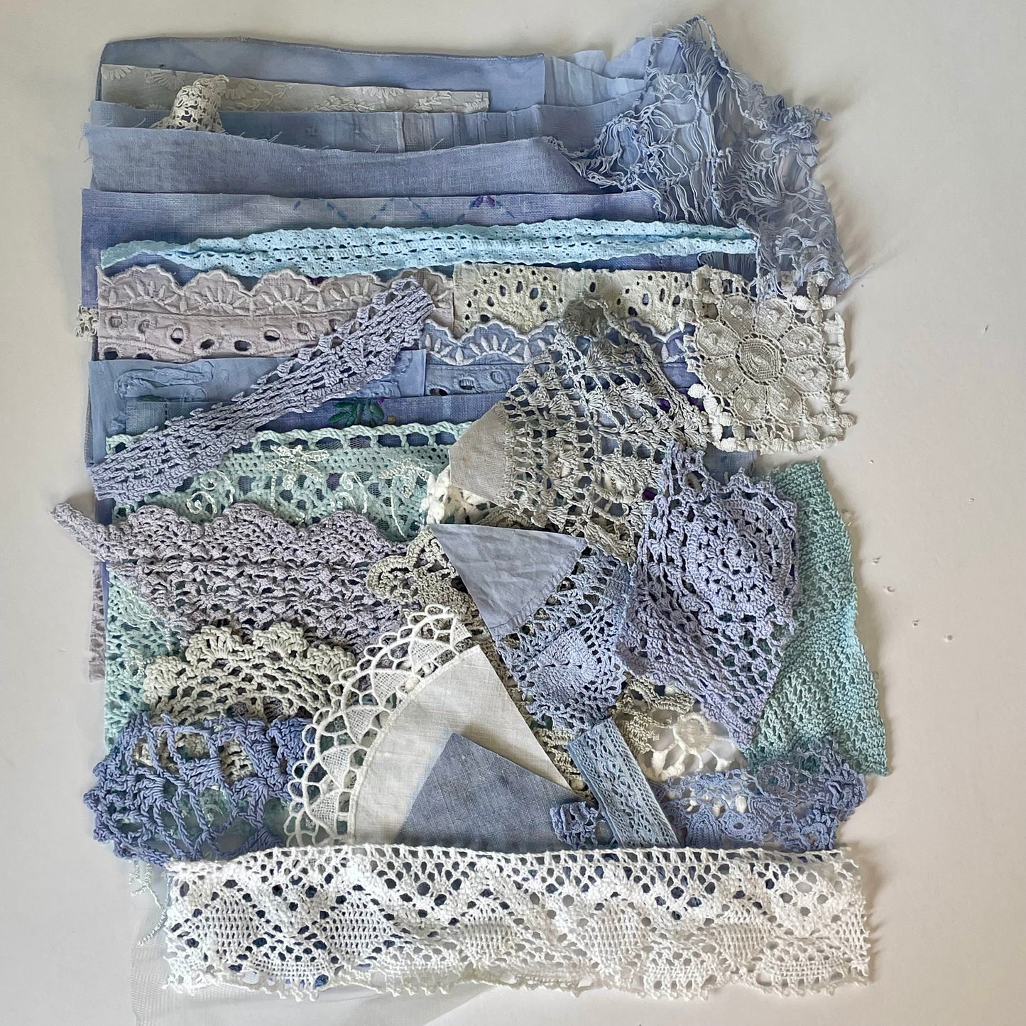 Hand-Dyed Vintage Textile Pack No.3 — Blue, Grey and White
