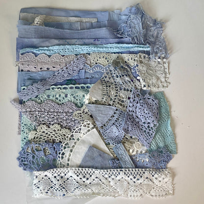 Hand-Dyed Vintage Textile Pack No.3 — Blue, Grey and White