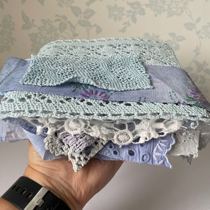 Hand-Dyed Vintage Textile Pack No.3 — Blue, Grey and White