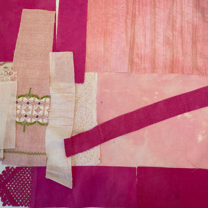 Hand-Dyed Vintage Textile Pack - Pink and White