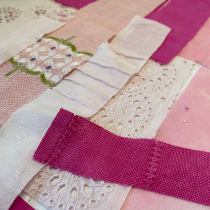 Hand-Dyed Vintage Textile Pack - Pink and White