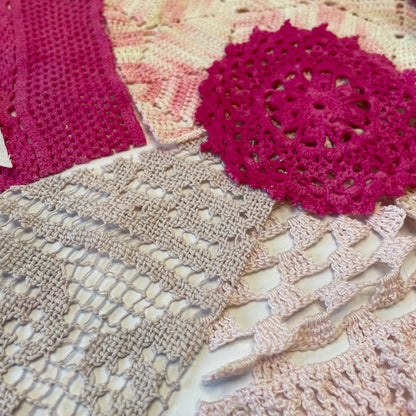 Hand-Dyed Vintage Textile Pack - Pink and White