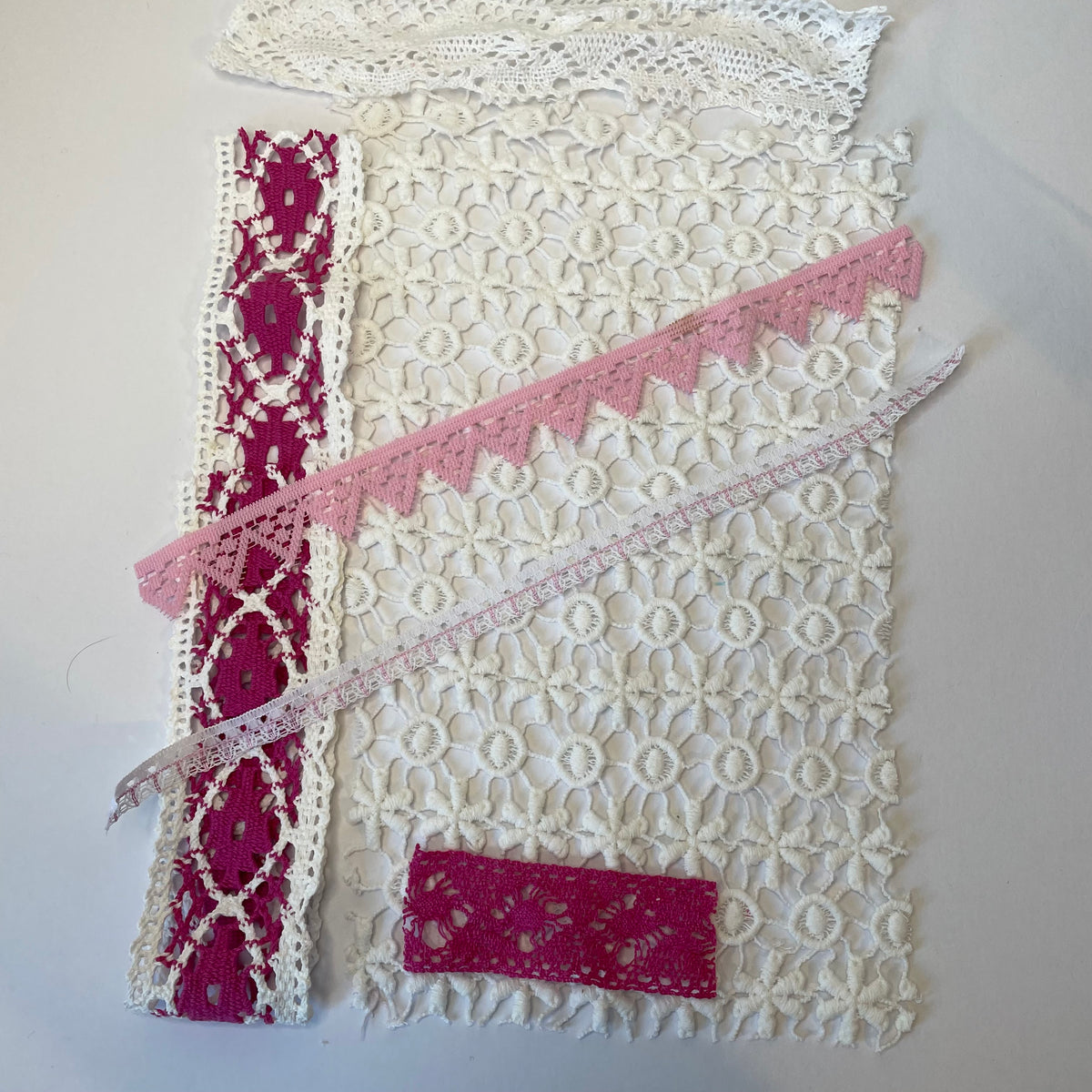 Hand-Dyed Vintage Textile Pack - Pink and White