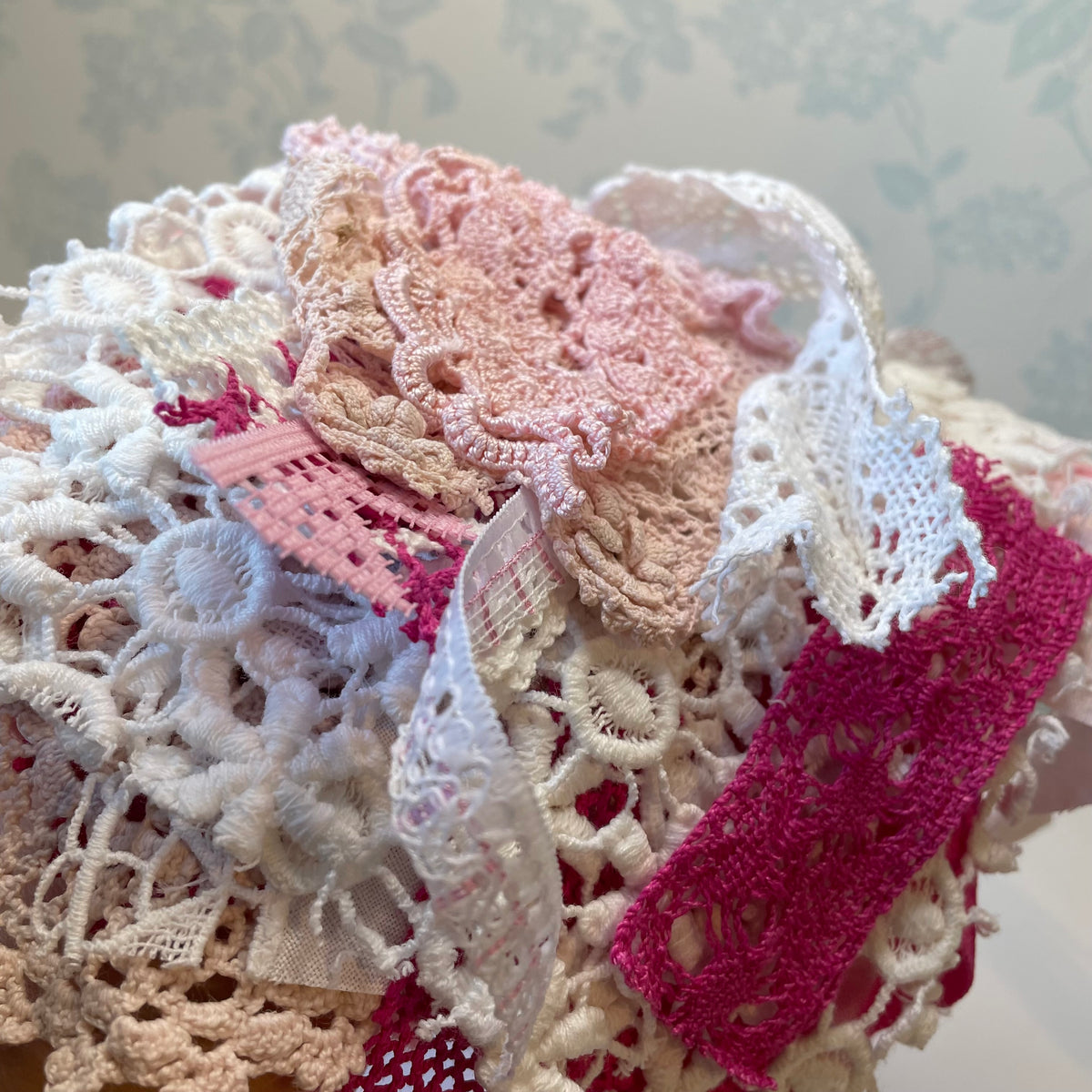 Hand-Dyed Vintage Textile Pack - Pink and White