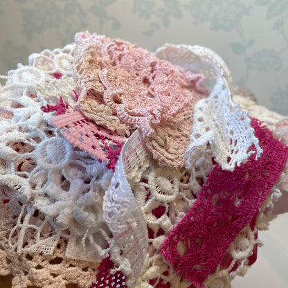 Hand-Dyed Vintage Textile Pack - Pink and White