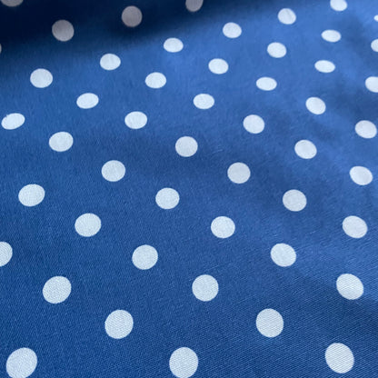 Blue and Ivory Spot Cotton Canvas Fabric