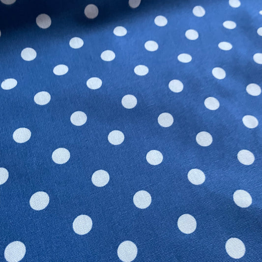 Blue and Ivory Spot Cotton Canvas Fabric
