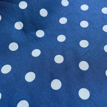 Blue and Ivory Spot Cotton Canvas Fabric