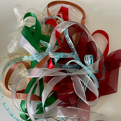 Christmas Ribbon Bundle – 10 x 2m | Mixed Colours| Mixed Widths
