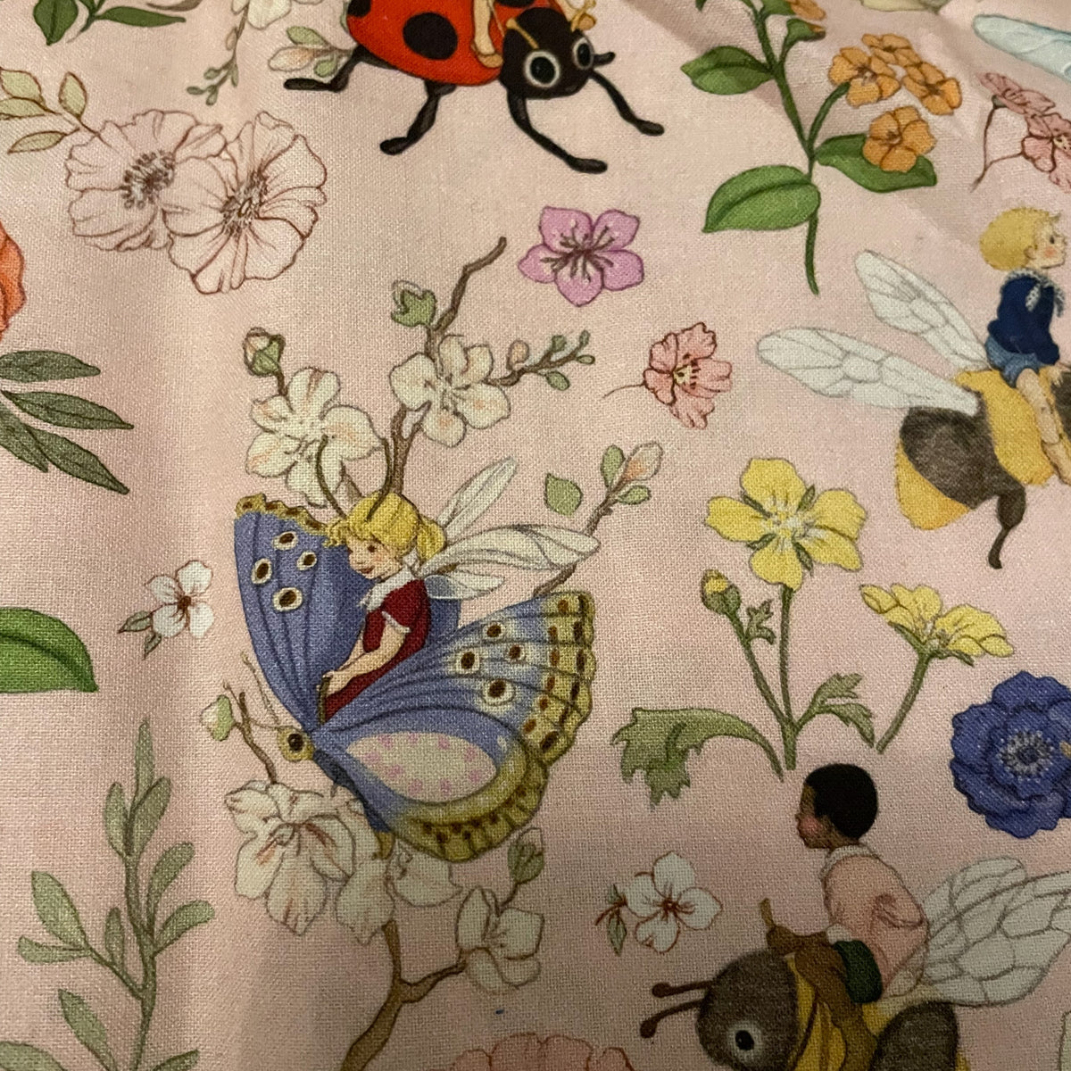 Belle & Boo Bug Floral Spring Scene Fabric – 100% Cotton Fabric – 25cm Units