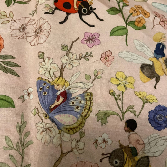 Belle & Boo Bug Floral Spring Scene Fabric – 100% Cotton Fabric – 25cm Units