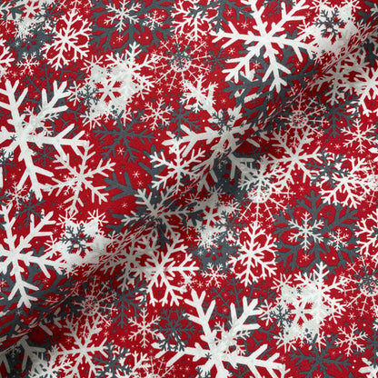 Crafty Fabrics Snowflakes on Red or Blue Christmas 100% Craft Cotton Fabric