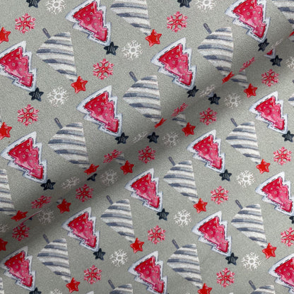 Crafty Fabrics Trees on Grey Christmas 100% Craft Cotton Fabric