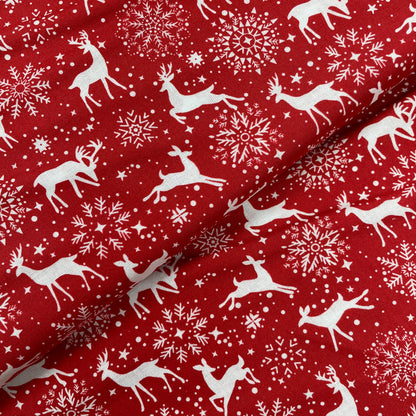 Crafty Fabrics Snowflakes and Reindeers on Navy, Grey or Red Christmas 100% Craft Cotton Fabric