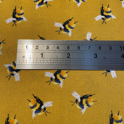 Small Bees 100% Cotton Fabric Mustard Navy Light Grey Dark Grey Craft by Craft Cotton Company