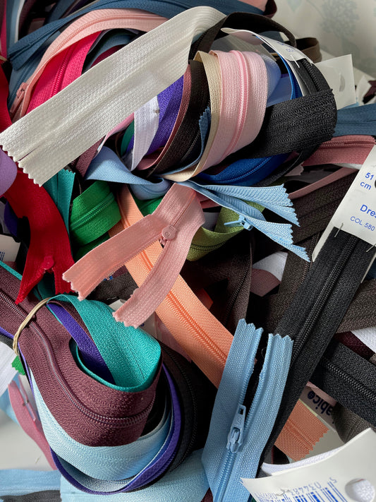 Mixed Bundle of #3 Closed Zippers Zips Various Colours and Sizes Dressmaking Craft