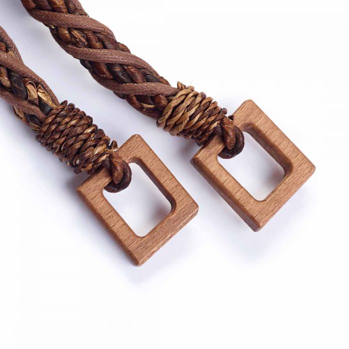 Prym Madeleine Bag Handles Braided Abaca Fibre Handles with Wooden Loops, 34cm Pack of 2