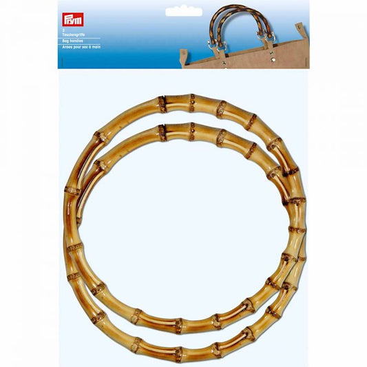 Prym Keiko Bamboo Bag Handles  Natural Round Wooden Handles, 22cm Pack of 2