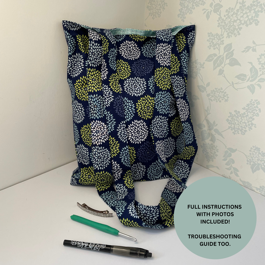 Sew Your Own Lined Tote Bag | 6 Different Kits | Beginner Sewing Kit | Premium Cotton Fabric | Full Instructions Included
