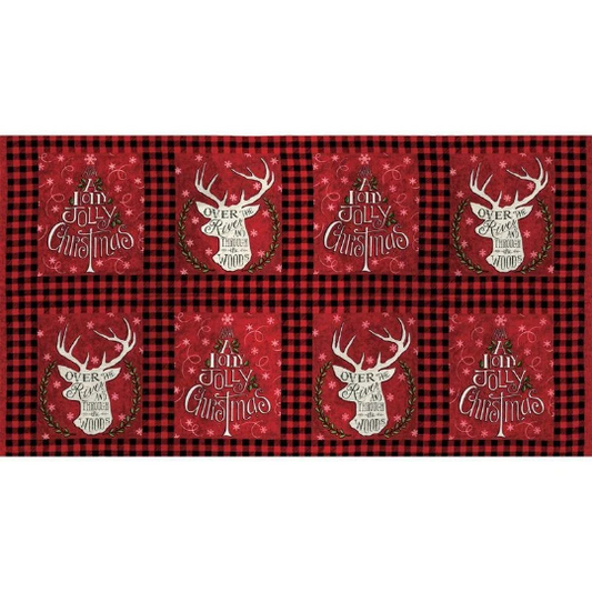 Moda Red Hearthside Holiday Christmas Winter Panel 100% Cotton Christmas Craft Festive Quilt Patchwork Craft 19830