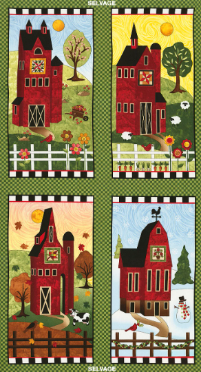 Timeless Treasures Skinny Barns Houses  Panel 100% Quilter's Cotton Quilt Crafts Debra Gabel C5234