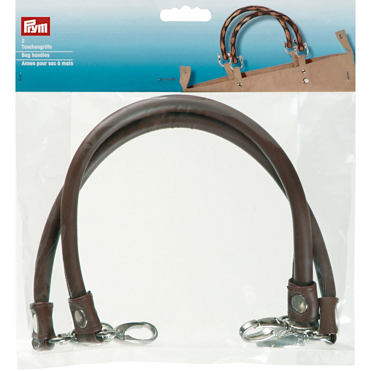 Prym Laura Bag Handles | Brown Faux Leather with Swivel Clips, 48cm  Pack of 2