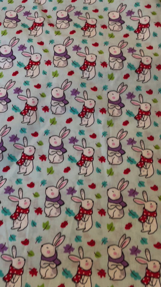 100% Cotton Fabric Craft Bunnies on Blue Easter by John Louden