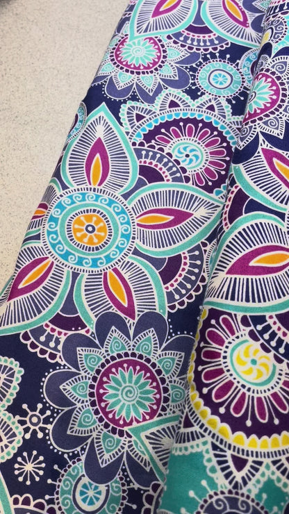 Makower Henna Beth Studley Set 1 | Floral Geometric 12 Designs | Patchwork Quilting | 100% Cotton