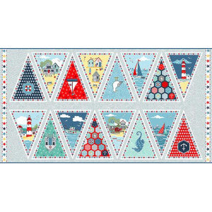 Makower Sail Away Seaside Quilting 8 Designs and 3 Panels 100% Premium Cotton Fabric