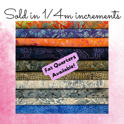 Island Batiks from Bali 100% Cotton Batik Fabric | Authentic Indonesian Hand-Dyed Cotton for Quilting, Patchwork & Sewing | 10 Colours Set 1