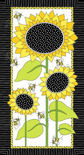 Makower Andover Bees Sunflowers and Honey Range 6 Designs and 1 Panel 100% Premium Cotton Fabric