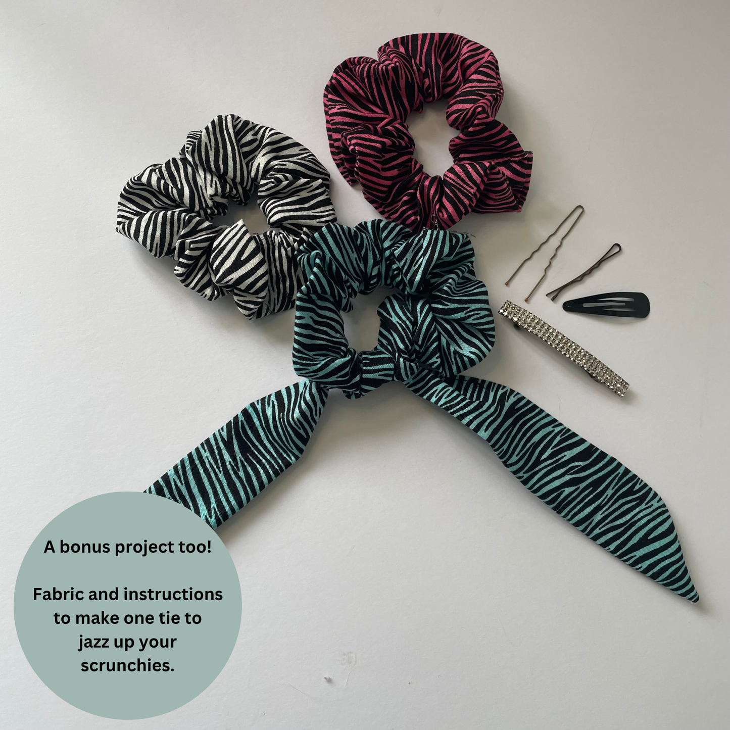 Sew Your Own Scrunchies Kit | 6 Different Kits | Beginner Sewing Kit | Premium Cotton Fabric | Full Instructions Included