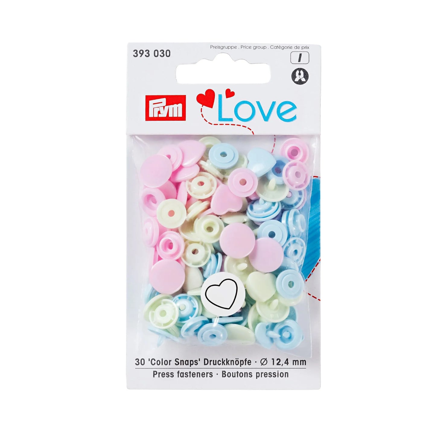 Prym Love Colour Snap Fastener Heart Star Flower Faces 12.4mm Assorted Colours