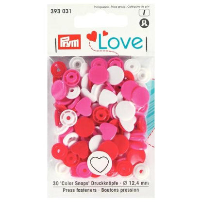 Prym Love Colour Snap Fastener Heart Star Flower Faces 12.4mm Assorted Colours