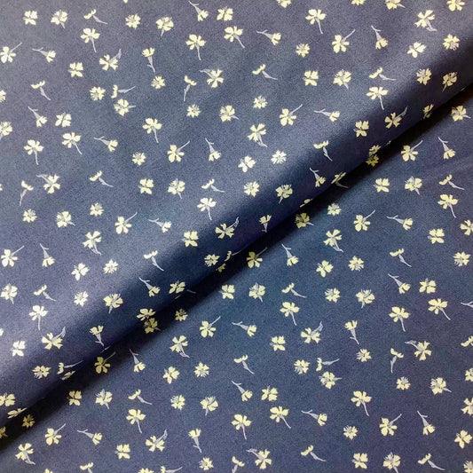 Dear Stella Dark Blue with White Flowers SRR1189 100% Premium Cotton Fabric