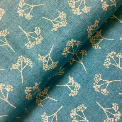 MAKOWER Heartwood Blue with White Cow Parsley 1747 100% Premium Cotton Fabric