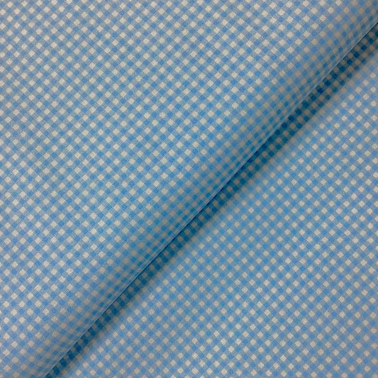 MAKOWER Blue Gingham Check 100% Premium Cotton Fabric 920