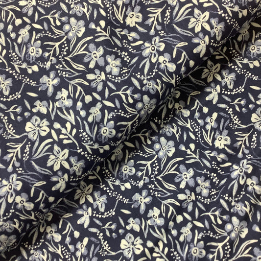 Dear Stella Dark Blue with Flowers SRR1192 Mablin 100% Premium Cotton Fabric